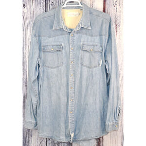 Cinch Denim Shirt Men's XXL Blue Pearl Snap Western Cowboy Faded Rodeo Ranch